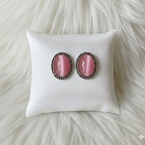 3 for $12 🩷 Bundle Vintage Pink Oval Pierced Earrings with Ornate Design